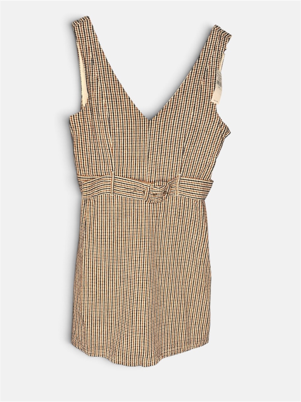 NWT American Eagle Gingham V-Neck Belted Mini Dress Fall Academic | Size Small